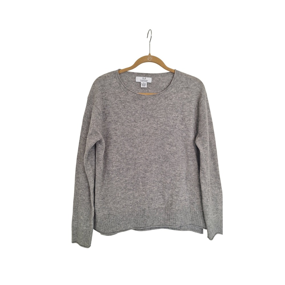 Magaschoni 100% Cashmere Crew Neck Pullover Sweater Gray size M